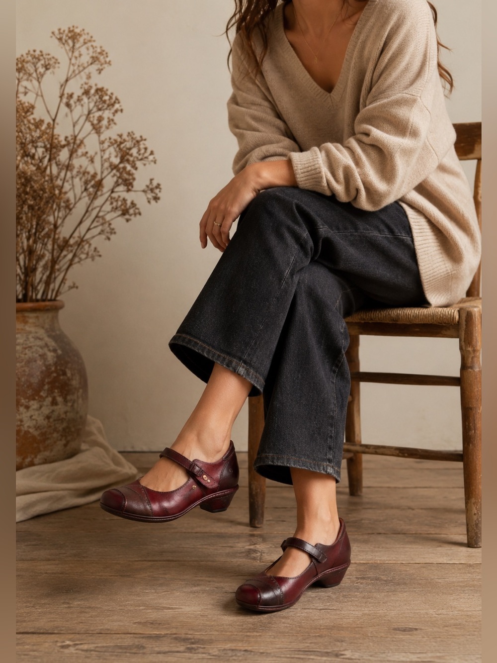 Burgundy Leather Mary Jane Clogs | Artisan Comfort · Pikolinos